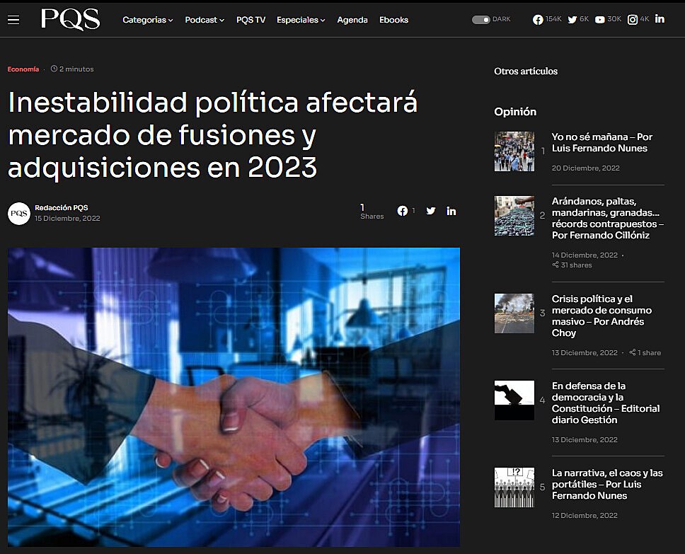 Inestabilidad poltica afectar mercado de fusiones y adquisiciones en 2023